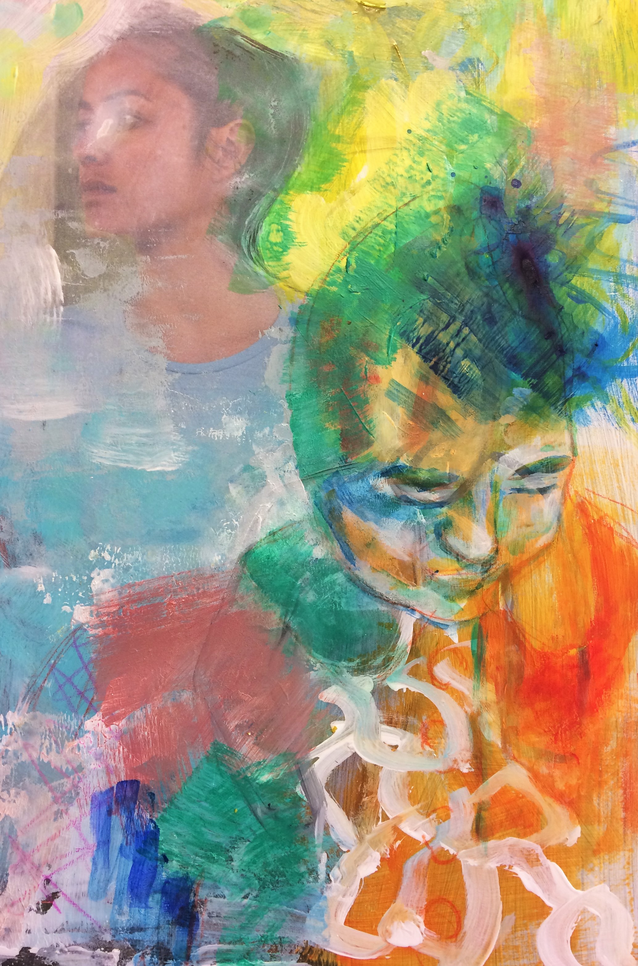 Abstrakt maleri med et portræt af en kvinde som en del af motivet nr. 4.