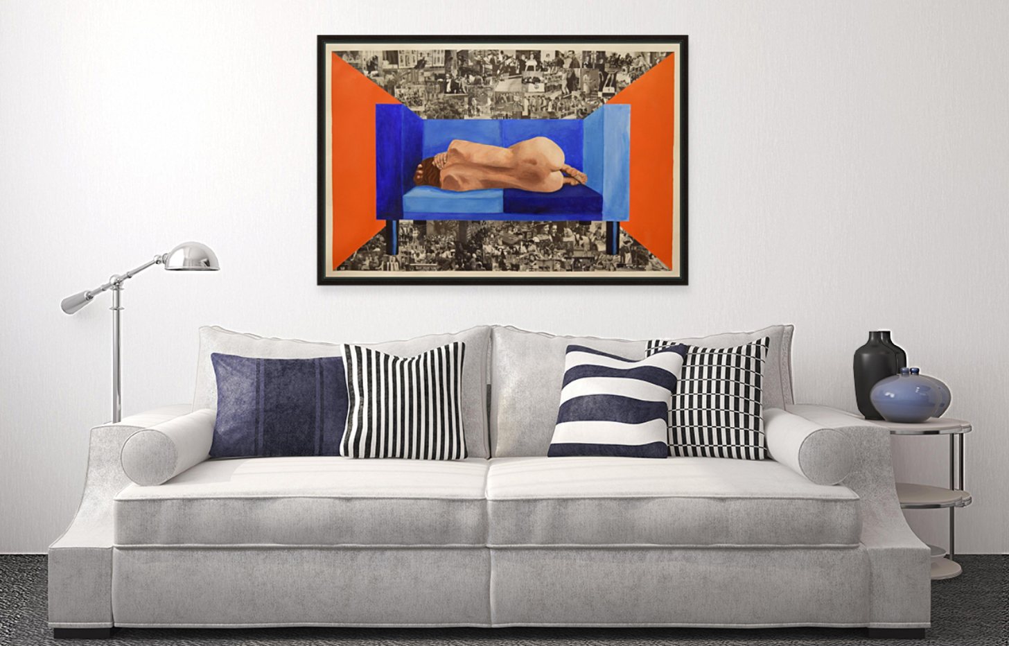 Maleri af liggende kvinde vist i et værelse.