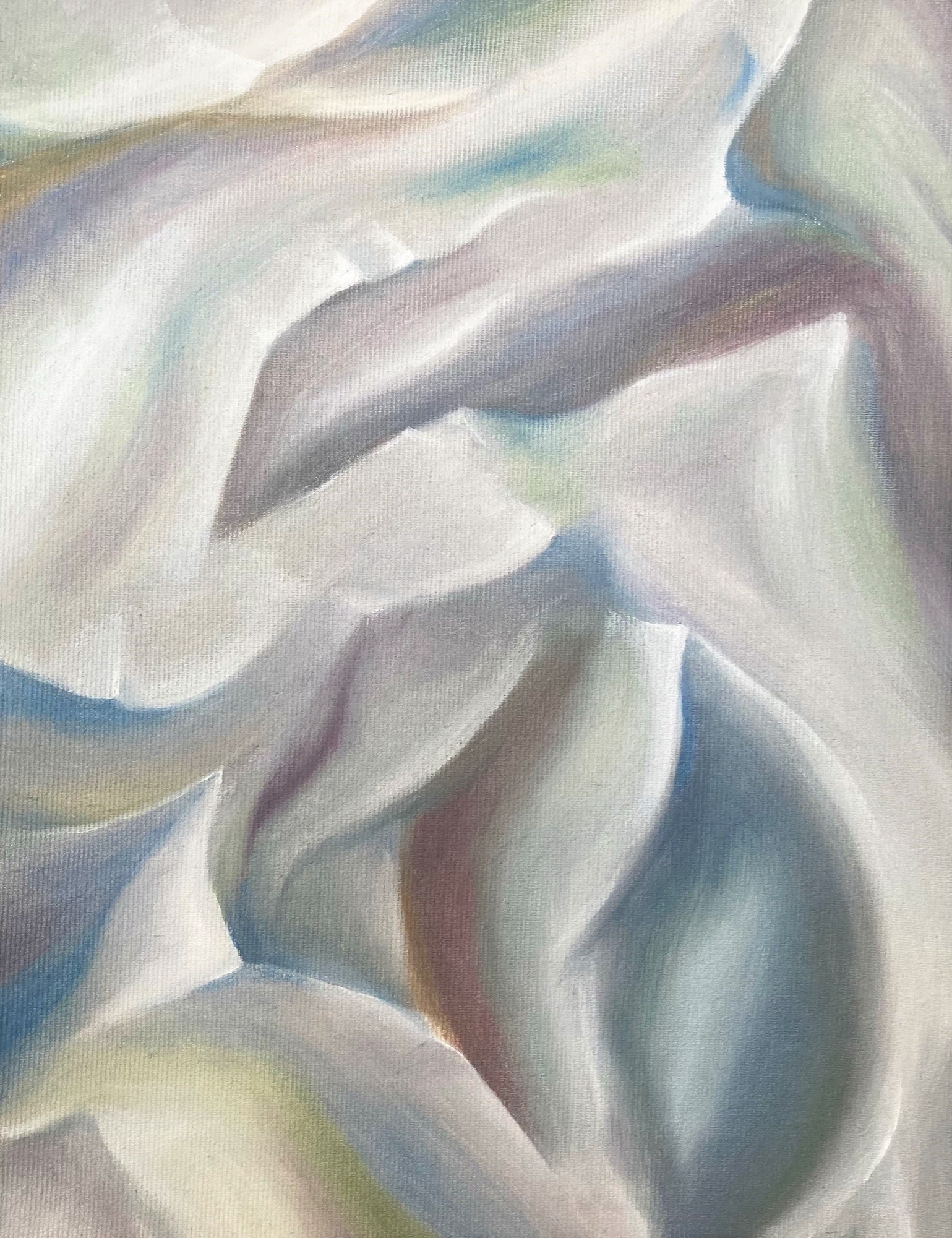 Maleri af former i forskellige pastelfarver.