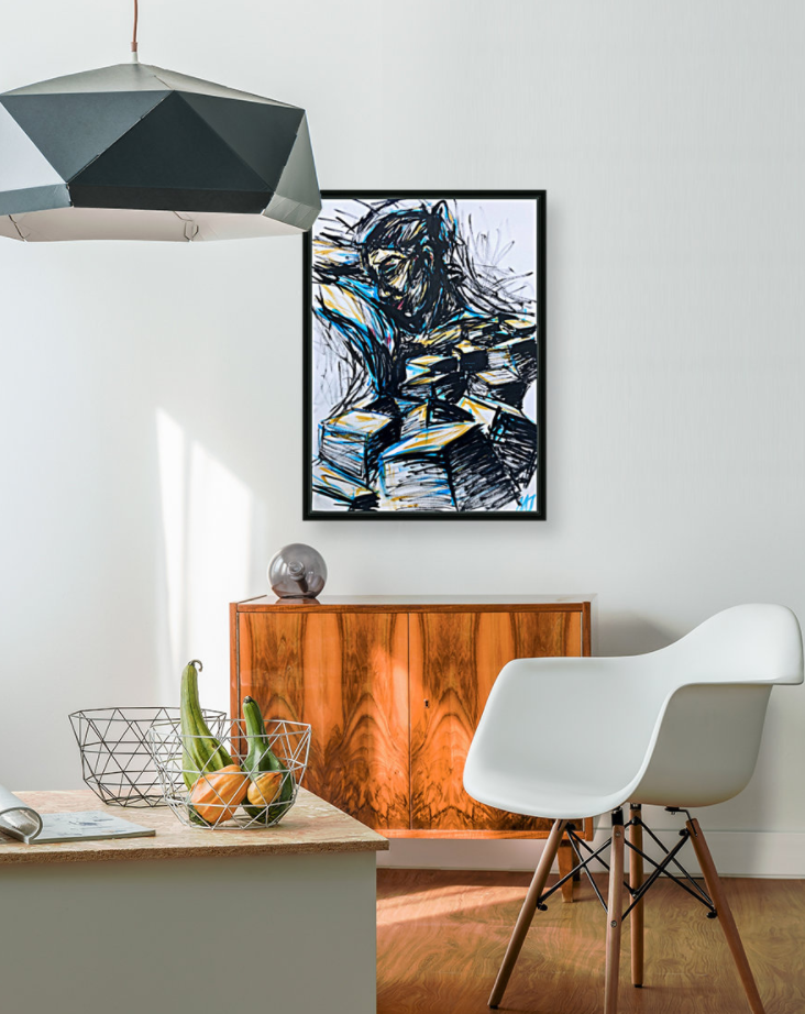 Maleri af liggende kvinde vist i et værelse.